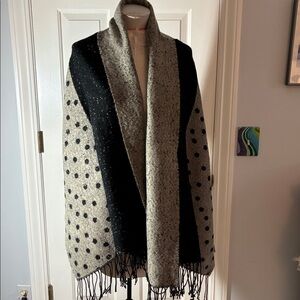 Elegant Black and Gray giant shawl NWOT